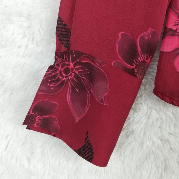 Vintage Fred David Womens Shirt Button Down Red Floral Long Sleeve L - Picture 9 of 11